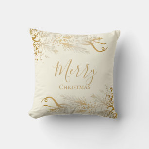 Personalized Elegant Golden Unique Merry Christmas Throw Pillow
