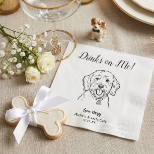 Personalized Elegant Goldendoodle Dog Wedding  Napkin