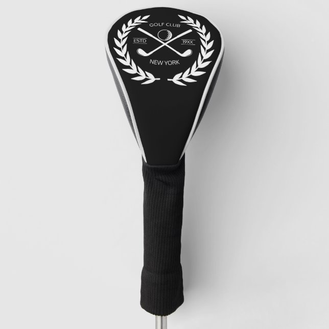 Personalized Elegant Golf Club Logo Gold Wreath  Golf Head Cover (Front)