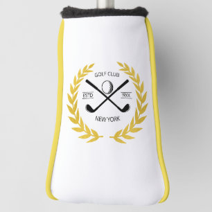 Personalized Elegant Golf Club Logo Gold Wreath  Golf Head Cover