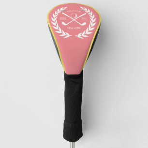 Personalized Elegant Golf Club Logo Gold Wreath  Head Cover