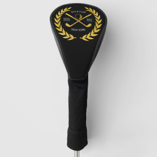 Personalized Elegant Golf Club Logo Gold Wreath   Head Cover