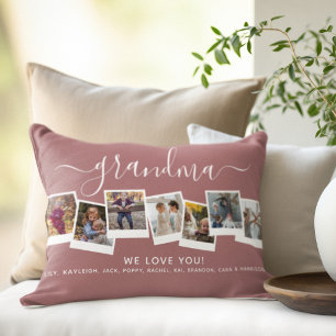 Personalized Elegant Grandma Photo Collage Lumbar Pillow