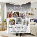 Personalized Elegant Grandpa Quote & Photo Collage Fleece Blanket<br><div class="desc">Grandpa we love you! This gorgeous personalized fleece blanket is the perfect gift to let your grandfather know how much you love him. Simply upload your favourite pictures from your computer or phone and customize the text to make this an extra special unique gift. Grandpa can be changed to any...</div>