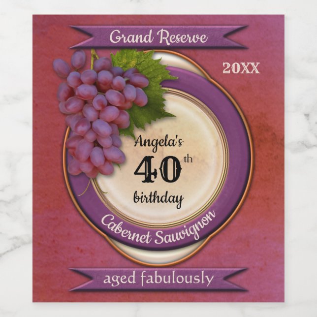 Personalized Elegant Grapes Classic Wine Label (Single Label)