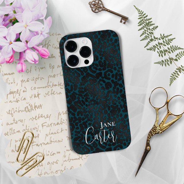 Personalized Elegant Green Black Leopard Case-Mate iPhone Case (Creator Uploaded)