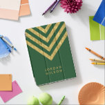 Personalized Elegant Green Faux Gold Chevron iPad Pro Cover<br><div class="desc">Elegant green iPad pro cover featuring faux gold chevron pattern that you can personalize with your name. Great as gifts for family and friends or for yourself. Personalize it by replacing the placeholder text. For more options such as to change the font and its size click the "Customize" button. *Please...</div>