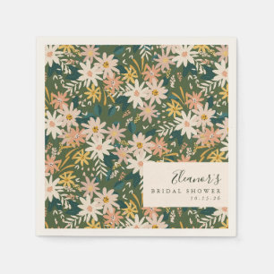 Personalized Elegant Green Floral Bridal Shower  Napkin