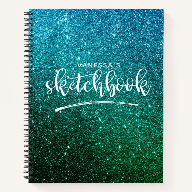 Personalized Elegant Green Teal Notebook (Front)