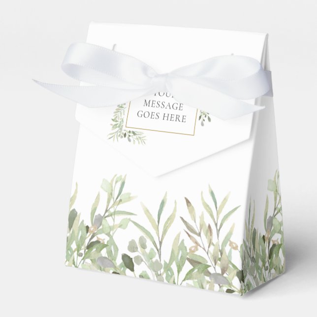 Personalized Elegant Greenery Foliage Favor Box (Front Side)