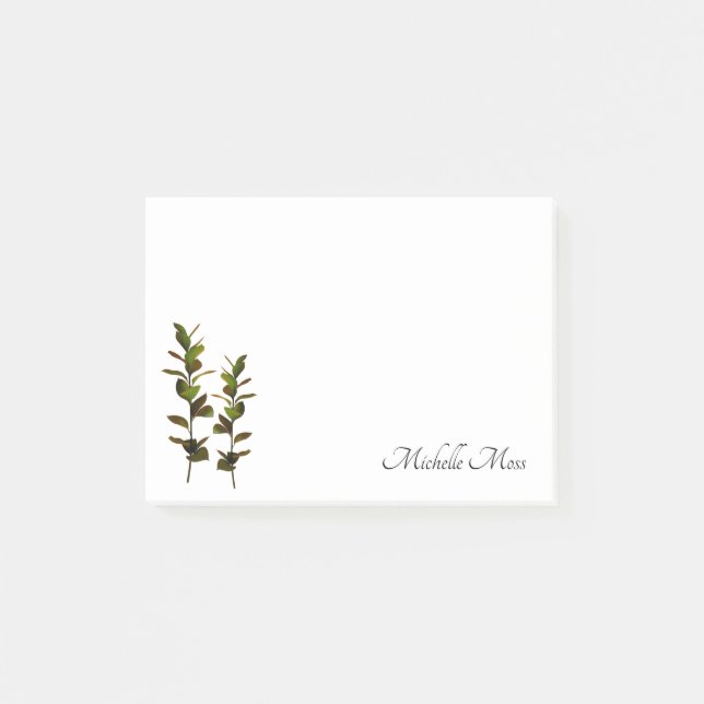 Personalized Elegant Greenery  Post-it Notes (Front)