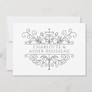 Personalized Elegant Grey Frame Newlyweds Card