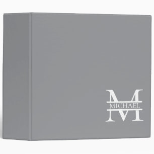 Personalized Elegant Grey Monogram and Name Binder