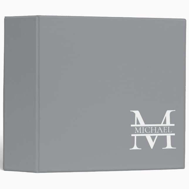 Personalized Elegant Grey Monogram and Name Binder (Front/Spine)