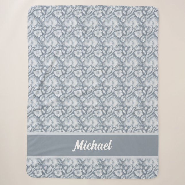 Personalized Elegant Grey & White Blanket (Front)