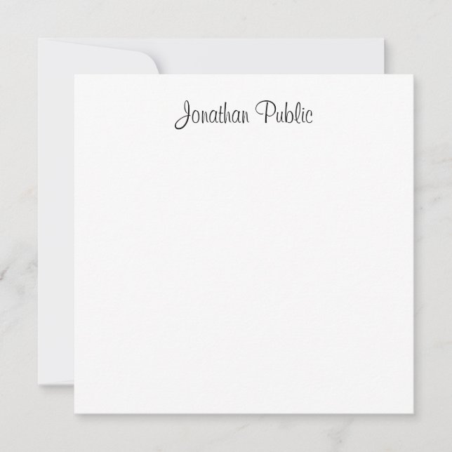 Personalized Elegant Handwritten Script Text Card (Front)