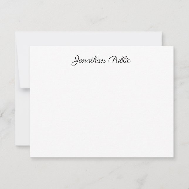 Personalized Elegant Handwritten Script Text Flat Card (Front)