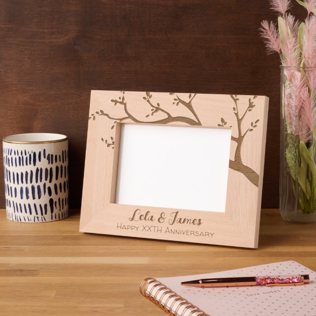  Personalized Elegant Happy Anniversary  Etched Frames (Left)