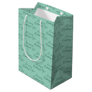Personalized Elegant Happy Birthday Pattern Blue Medium Gift Bag