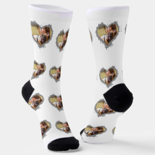 Personalized Elegant heart multi photo Socks