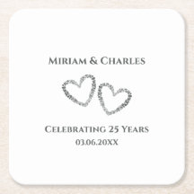 Personalized Elegant Heart Silver 25th Anniversary