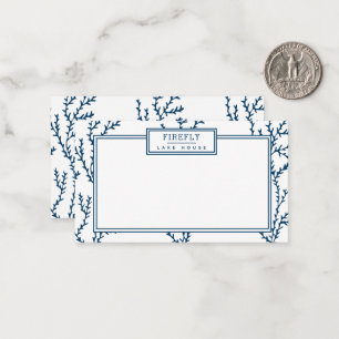 Personalized, Elegant Indigo Blue Coral Pattern  Card