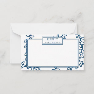 Personalized, Elegant Indigo Blue Seaweed Pattern Card