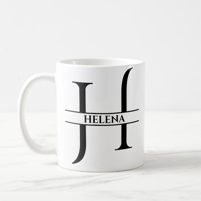 Personalized Elegant Initial Letter H Coffee Mug (Left)