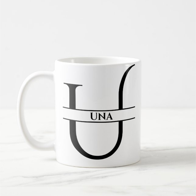 Personalized Elegant Initial Letter U  Coffee Mug (Left)