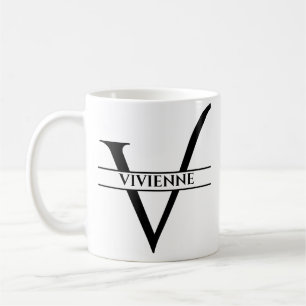 Personalized Elegant Initial Letter V Coffee Mug