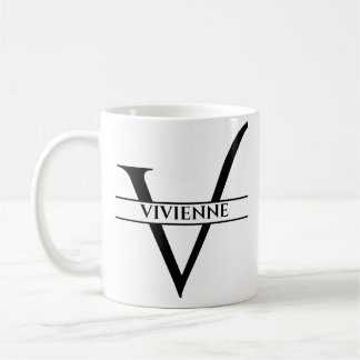 Personalized Elegant Initial Letter V Coffee Mug