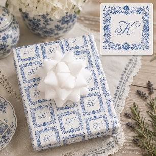 Personalized Elegant Initial Monogram Wrapping Paper Sheet