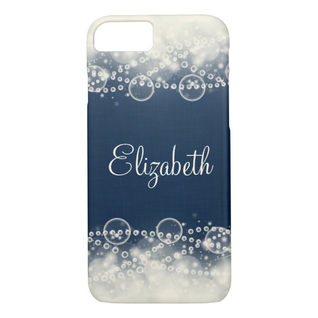 Personalized Elegant Lace and Pearls Case-Mate iPhone Case (Back)