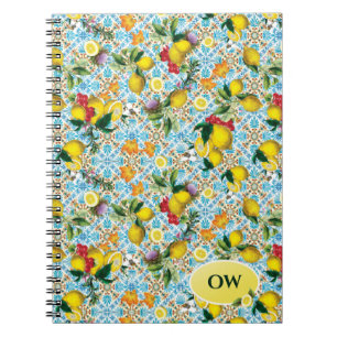 Personalized Elegant Lemon Monogram Notebook