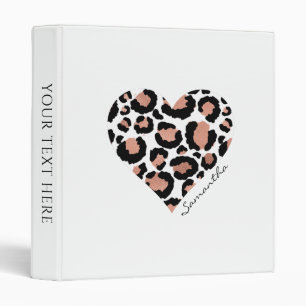 Personalized Elegant Leopard Pattern Heart Binder