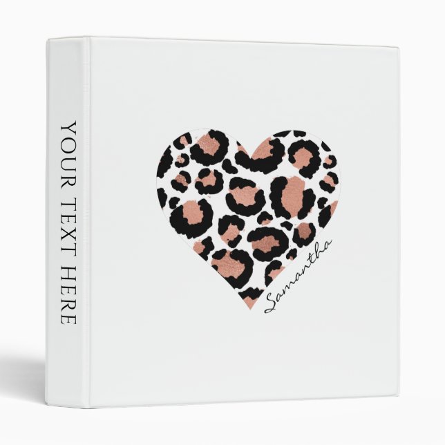Personalized Elegant Leopard Pattern Heart Binder (Front/Spine)