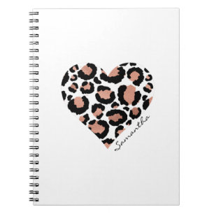 Personalized Elegant Leopard Pattern Heart  Notebook