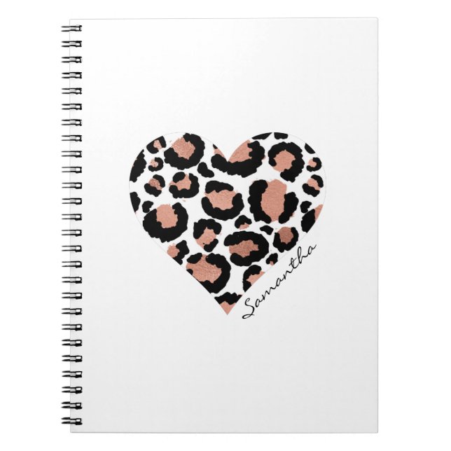 Personalized Elegant Leopard Pattern Heart  Notebook (Front)