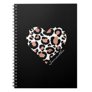 Personalized Elegant Leopard Pattern Heart  Notebook