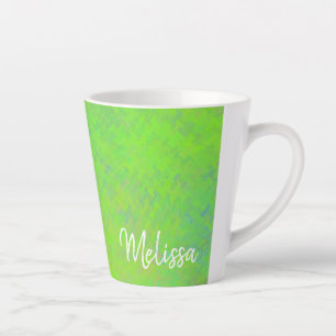 Personalized Elegant Lime Green Marbled Art Latte Mug