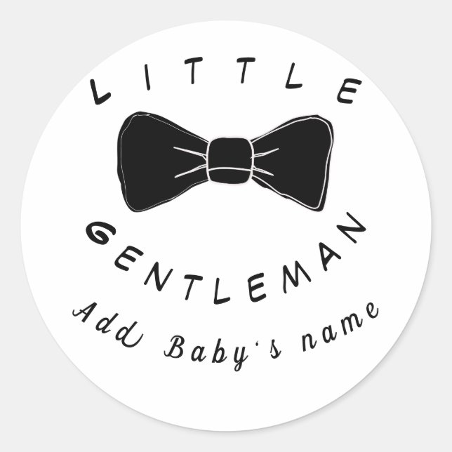 Personalized Elegant Little Gentleman Classic Round Sticker (Front)