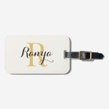 Personalized Elegant Luggage Tag - Gold Monogram