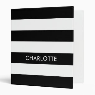 Personalized Elegant Luxury Black and white stripe Binder