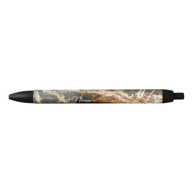 Personalized Elegant Marble Black Ink Pen (Front)