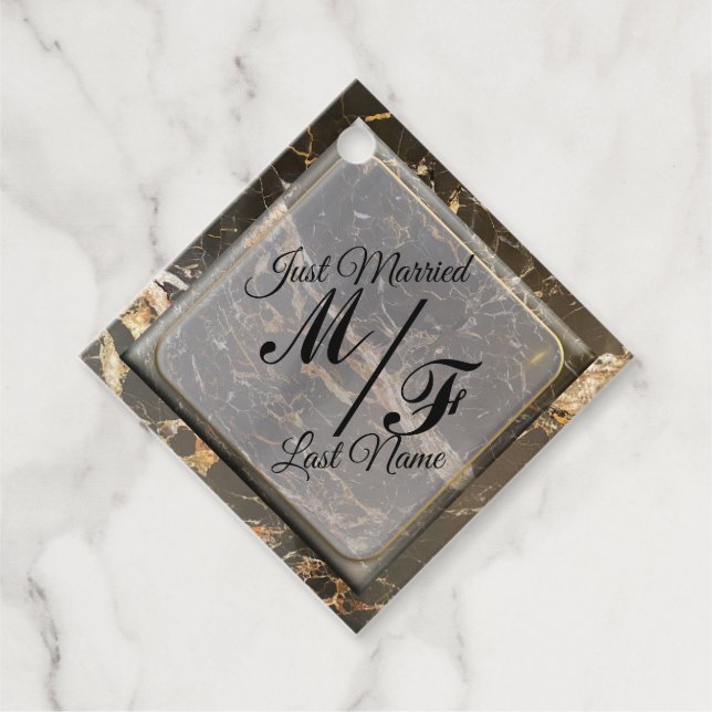 Personalized Elegant Marble Favour Tags (Front)