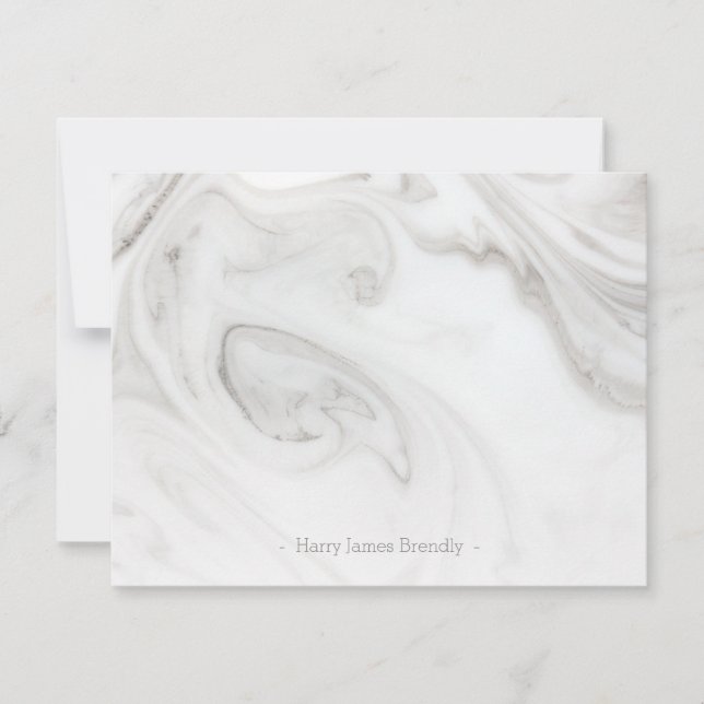 Personalized Elegant Marble Pattern Flat Note Card (Front)