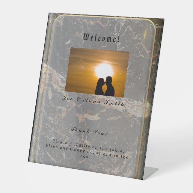 Personalized Elegant Marble Pedestal Sign (Front)