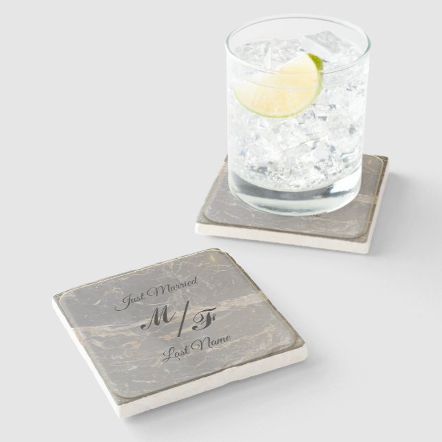 Personalized Elegant Marble Stone Coaster (Side)