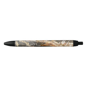 Personalized Elegant Marble with initials  Black Ink Pen