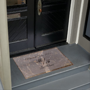 Personalized Elegant marble with initials  Doormat